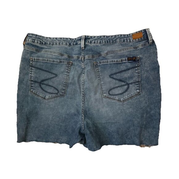 Women’s Seven‎ 7 Blue Denim Shorts Size 20W Distressed Raw Hem - Picture 2 of 3